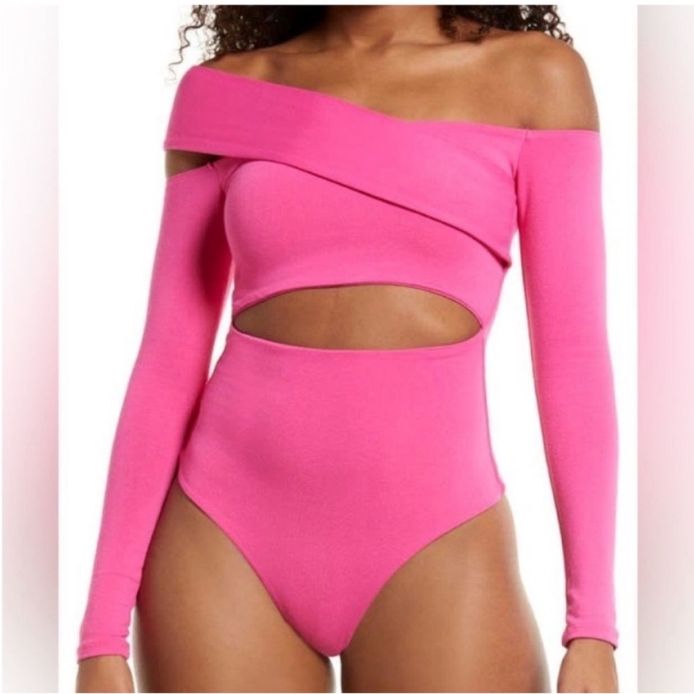 naked wardrobe Hot Pink Cut Out Bodysuit XS
